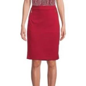 Kasper Red Pencil Skirt with Zipper accent pockets Size 10